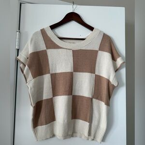 moon & madison Brown and Cream Checkered Blouse